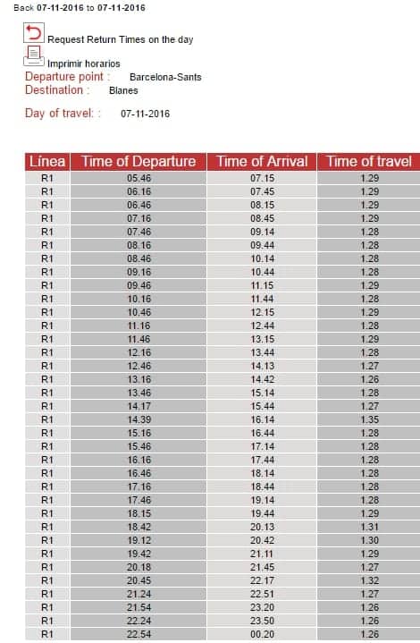 Расписание поездов в Бланес